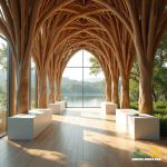 Modern Timber Arcades Overlooking Nature